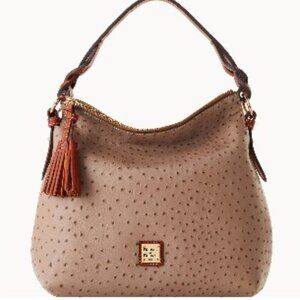 Dooney & Bourke Twist Strap Hobo Light Taupe Ostrich NEW!!